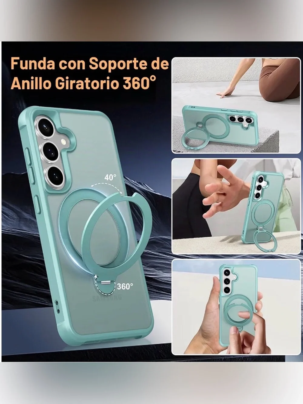 PIXIU Samsung Galaxy S24/S25 MagSafe Case 360° Spin Stand Teal